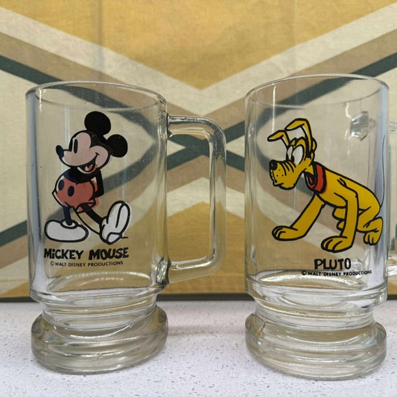 Disney Other - VINTAGE DISNEY GLASS MUGS - MICKEY MOUSE & PLUTO